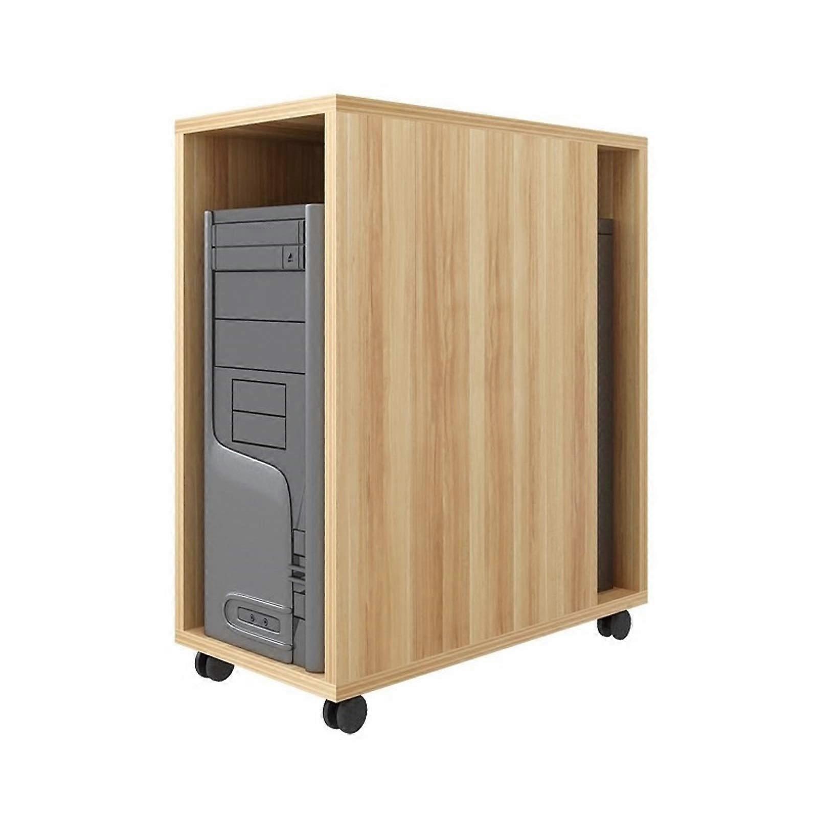 CPU Stand Adjustable PC Tower Holder with Wheels for Improved Heat Dissipation, Natural Color