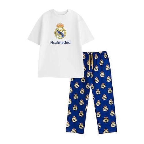 Real Madrid CF Mens Crest Short-Sleeved Long Pyjama Set