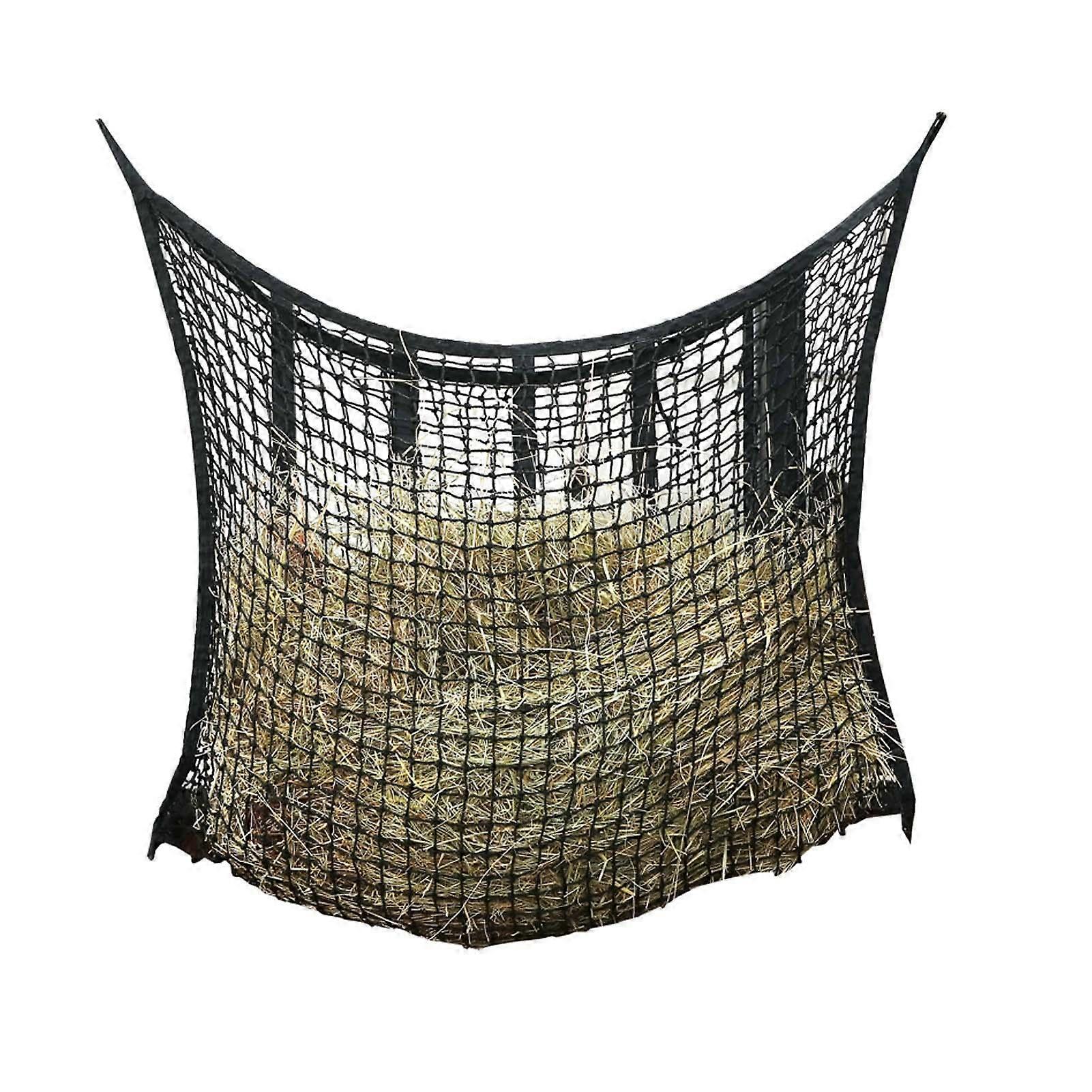 Slow Feed Hay Net Horse Hay Feeder with Eating Control Design, TearResistant Mesh, Easy Hanging Strap, Black Rectangular