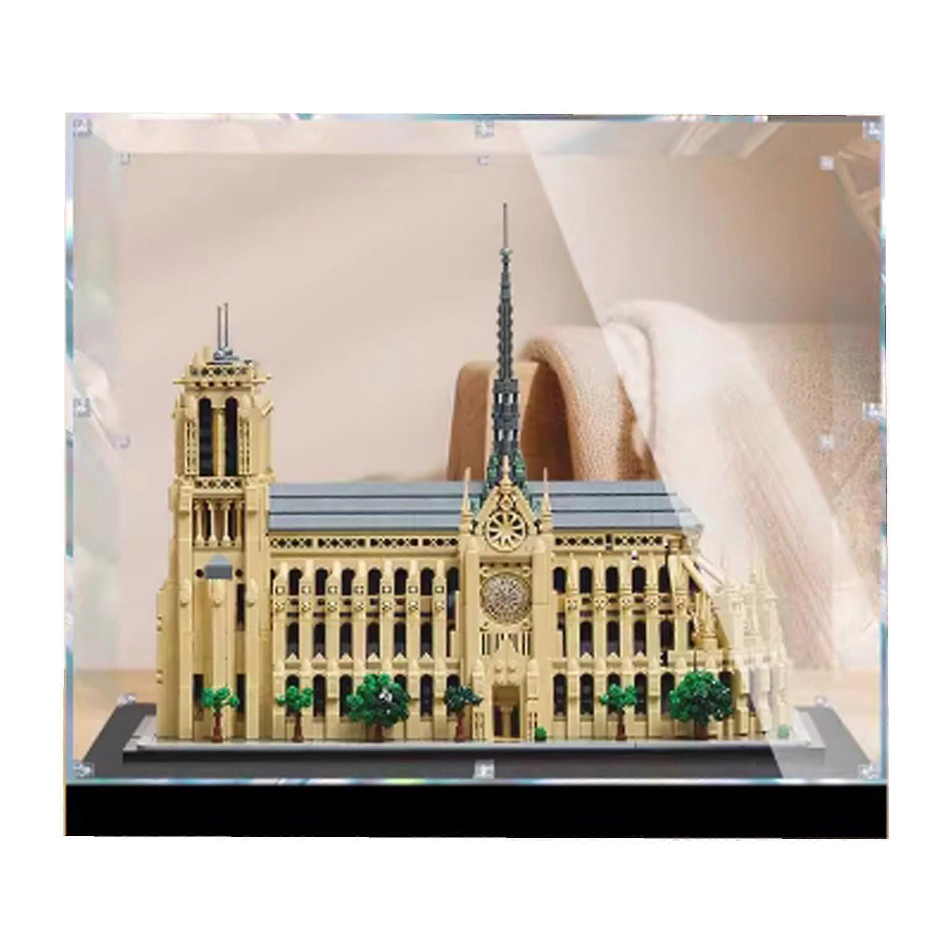 Clear Acrylic Display Case for  21061 Notre Dame Model, Dustproof Protection with Thickened Base