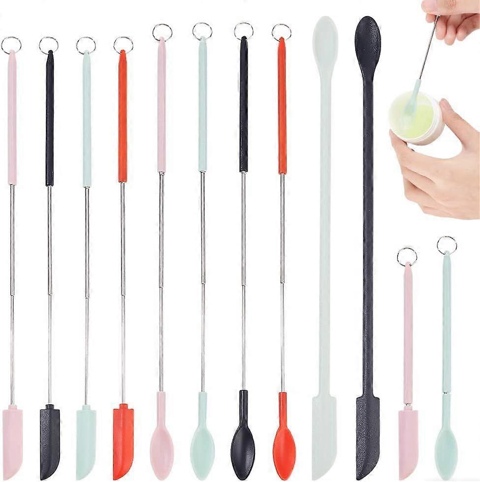 Silicone Flex Spatulas Non-stick Spoonula with Iron Split Ring for Jam Cosmetics Mixed color