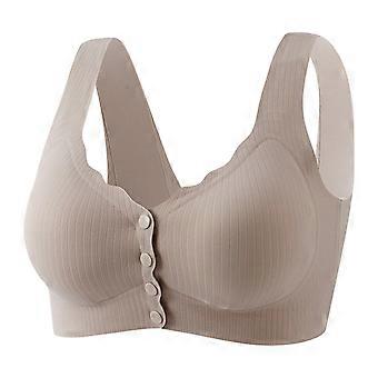 Jelly-bh's met voorsluiting voor dames, draadloos, gewatteerd, ideaal voor na een operatie, zonder beugel, onzichtbaar, volledige dekking, comfortabel, mokkagrijs, maat XL.