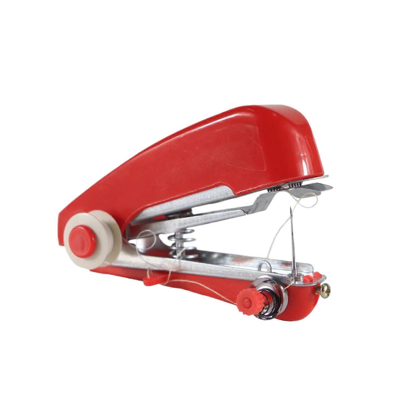 Portable Handheld Sewing Machine for Clothes , Easy Manual Operation, Red