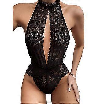 Ladies Fl Linrie Deep V Neck Keyhole Suit Doll Halter Underwear Wear