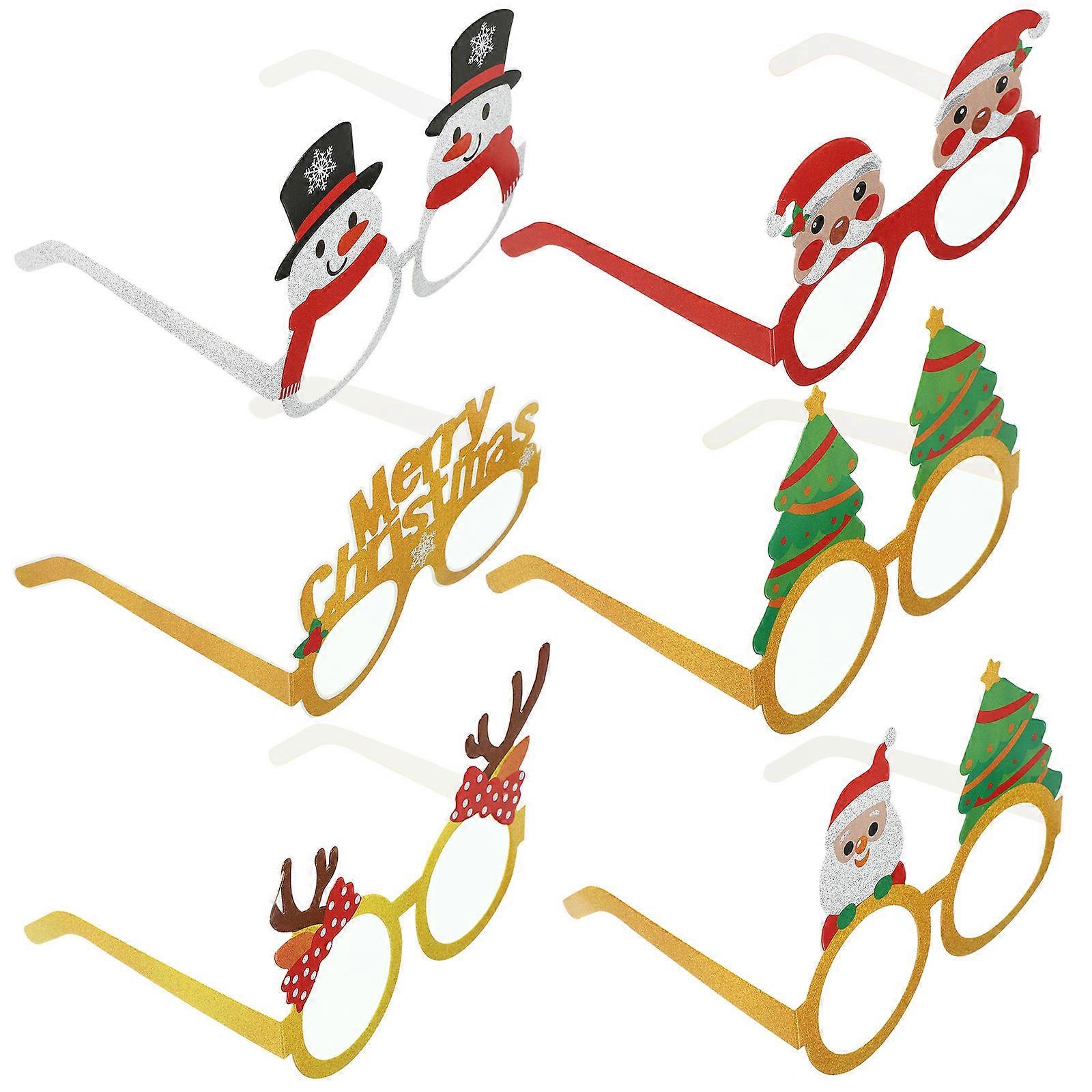 Christmas Eyeglasses Paper Frames for Decoration 6Pcs Assorted Use