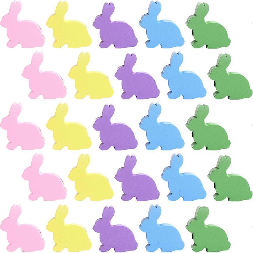 Wooden Rabbit Beads Easter Beads for DIY 50Pcs Assorted Colors Craft