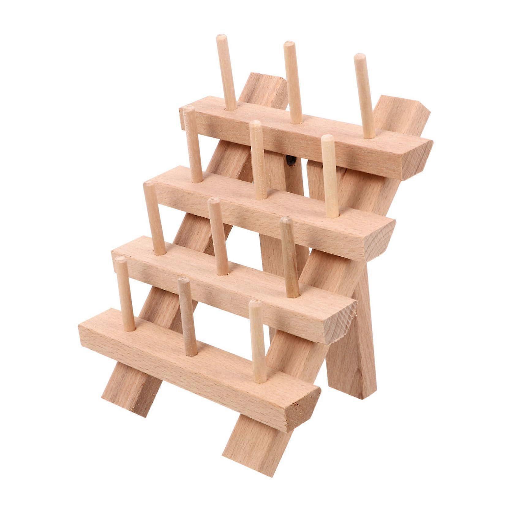 Wooden Thread Rack Sewing Organizer with Foldable SpaceSaving Design for Wall or Desktop Use