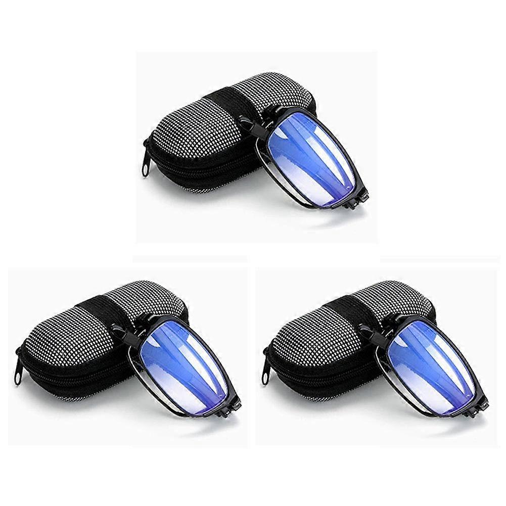 Reading Glasses 2.50X Black Frame Foldable Compact Design 3 Pack for Clear Vision