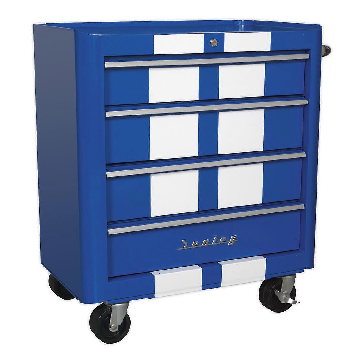 Sealey Ap28204Bws Rollcab 4 Drawer Retro Style- Blue With White Stripes