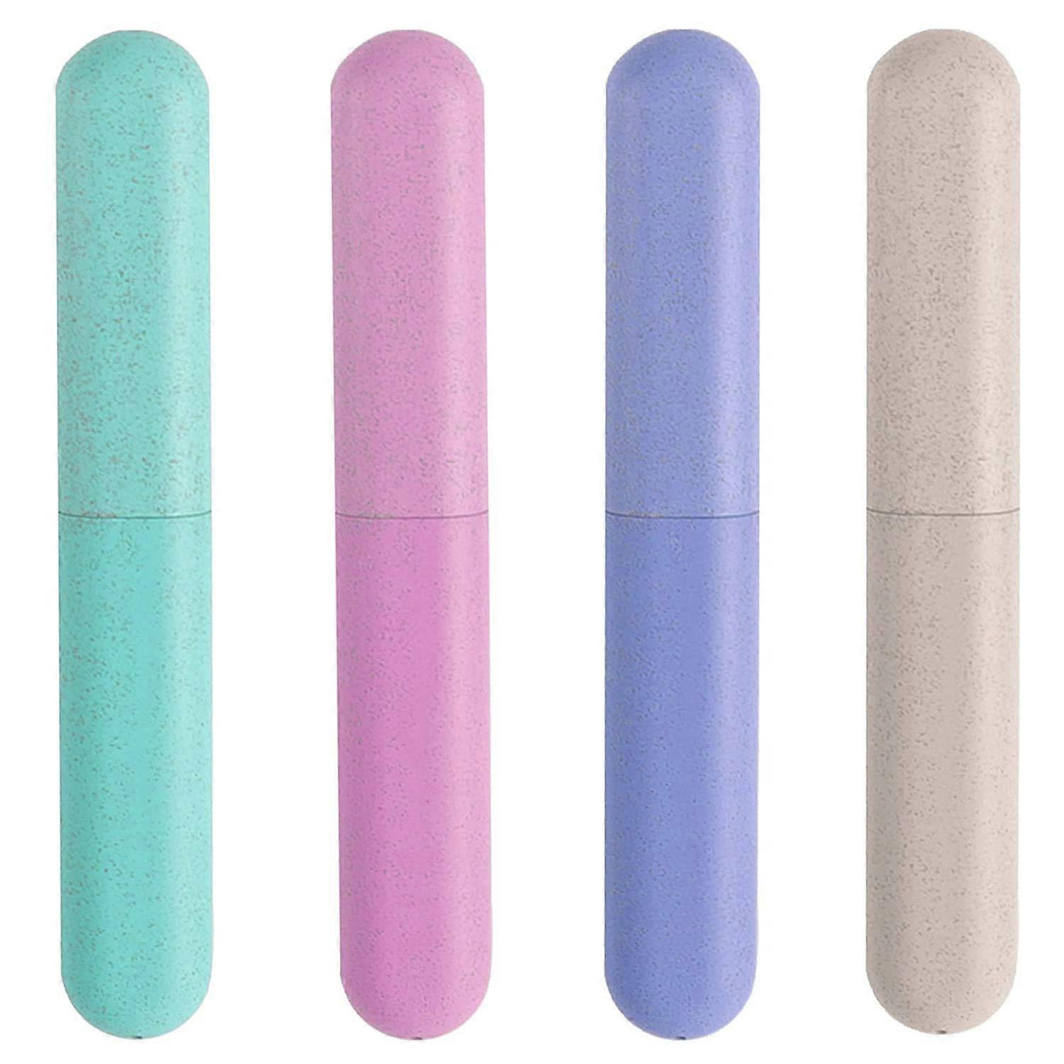 4 Pack Travel Toothbrush Case Set, ColorCoded Plastic Toothbrush Holder for Home, School, Camping