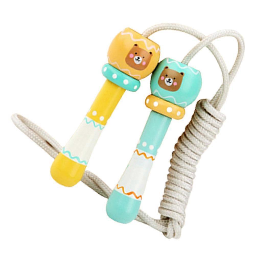 Kids Exercise Jump Rope Wooden Material for Exercise with Bear Pattern