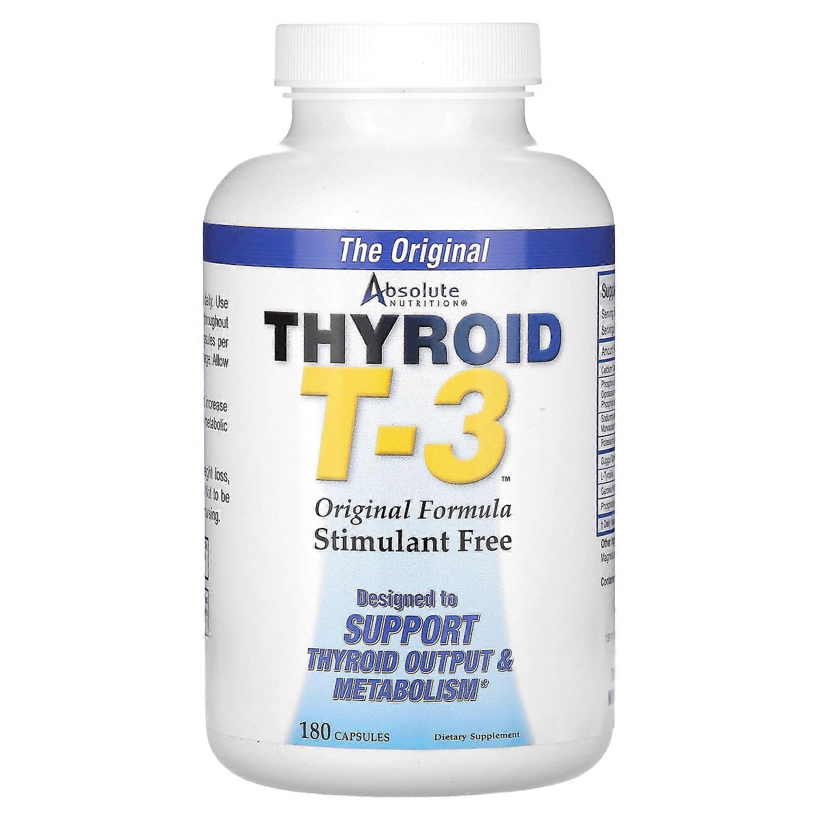Absolute Nutrition, Thyroid T-3, Original Formula, 180 Capsules