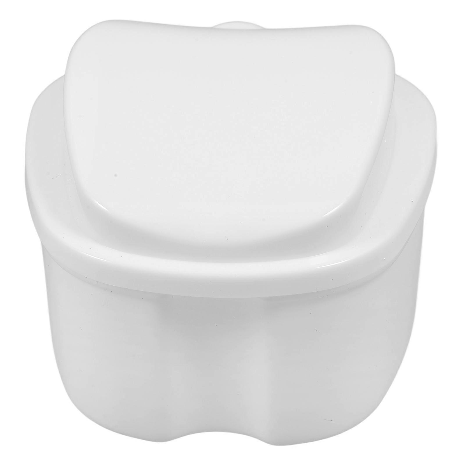 Denture False Teeth Storage Box for Cleaning Dentures White