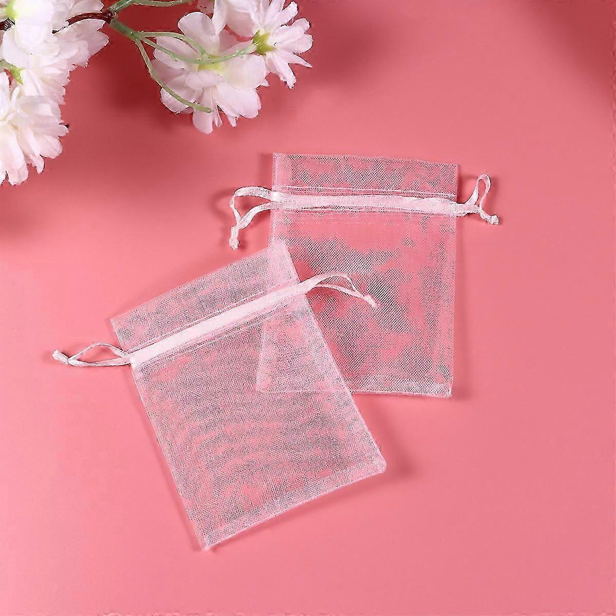 Transparent Drawstring Pouch Organza Drawstring Bag for Storage Use 100Pcs