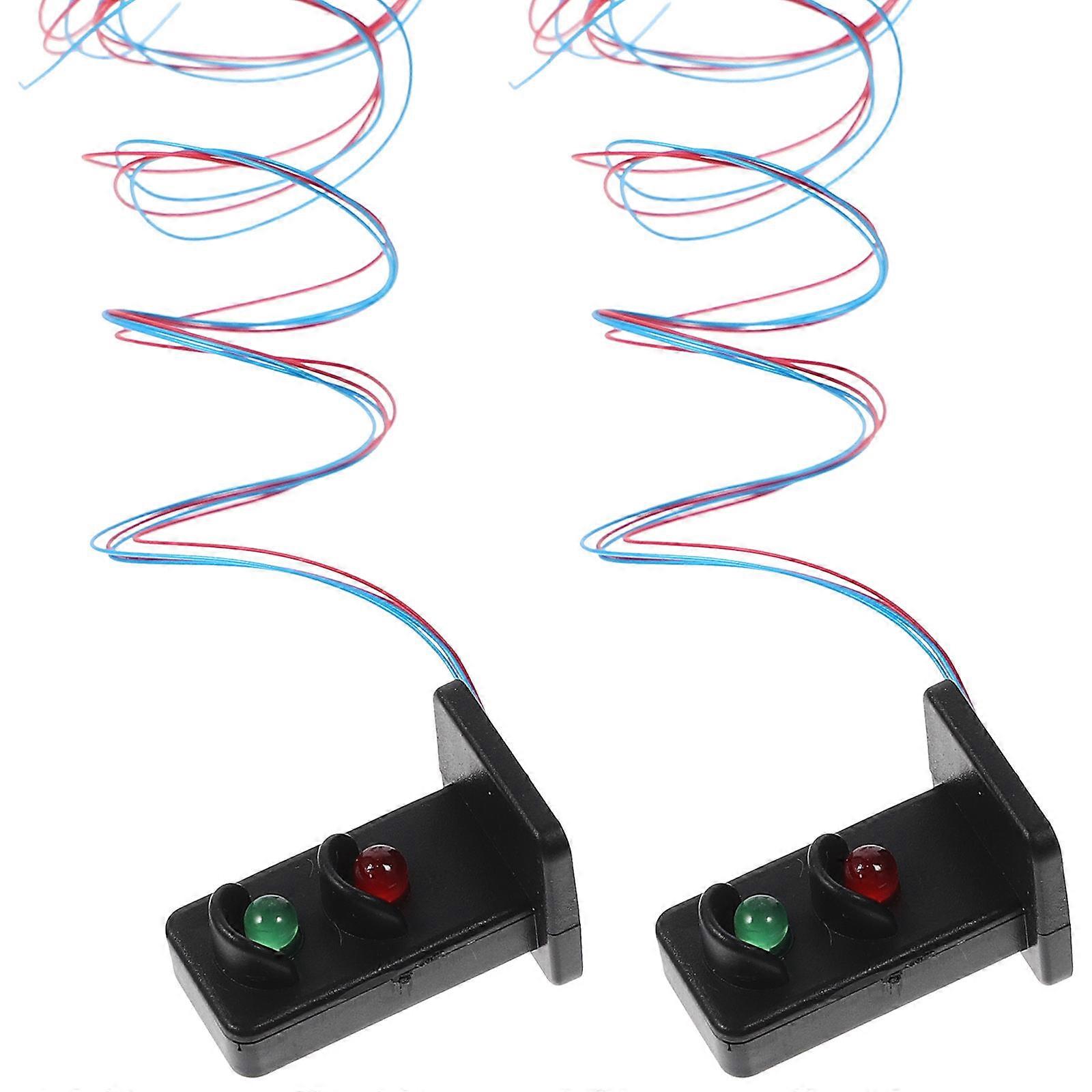 Simulated Signal Light Models for Sand Table with 2Pcs DIY Train Lights