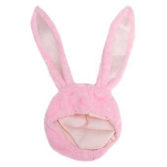 Konijn hoofddeksels Cartoon dierlijke hoed beweegbare oor pluche hoed voor vrouwen meisjes (roze)