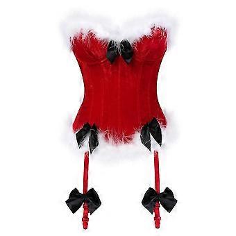 Dames Santa Lingerie Red Christmas Corset Babydoll Set Chemises Xmas Outfit Lace Sleepwear Christmas Underwear Bustier