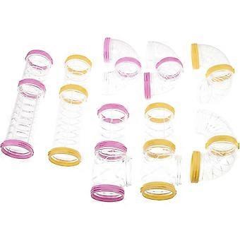 2 Sets Hamster Tunnel Toys Plastic Tubes for Small Animals Expanding Living Space and Chew-resistant Hamster Cage Tube for Play and Enclosures