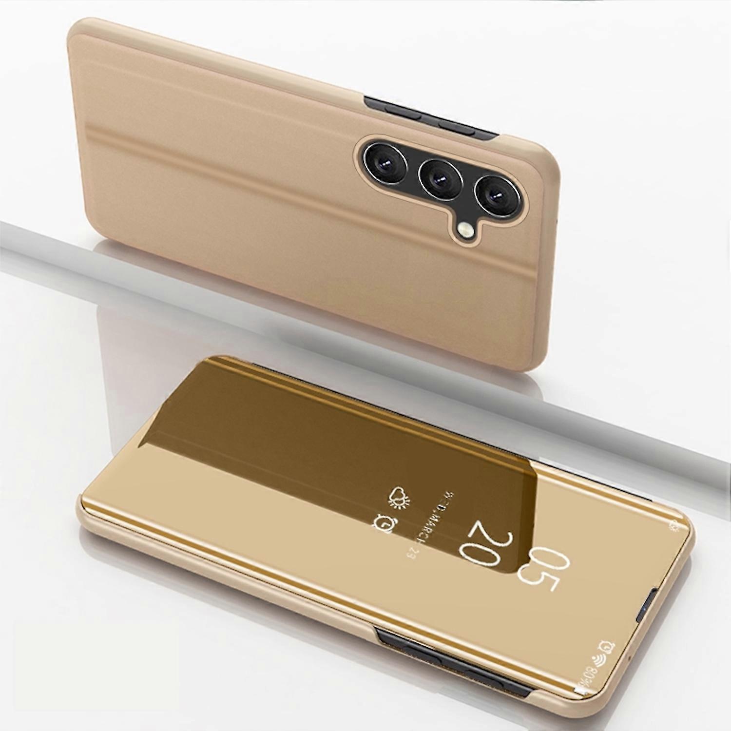 For Samsung Galaxy A15 View Mirror Phone Smart Cover Wake Up Function Case Gold