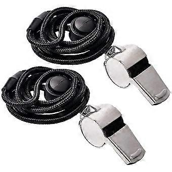 Metal Sports Whistle - Breakaway Neck Lanyard 2 Pack for Referees, Coaches