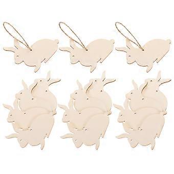 40pcs Bunny Wooden Cutout Easter Unfinished Wooden Bunny Slices Wood Rabbit Tags Easter Hanging Ornament for Easter Party DIY Crafts Decorations