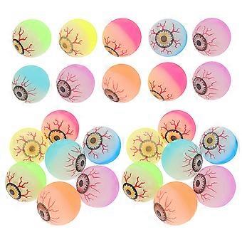 Elastic Bouncing Eye Shaped Balls For Kids At Parties 30mm Colorful 25 Pcs