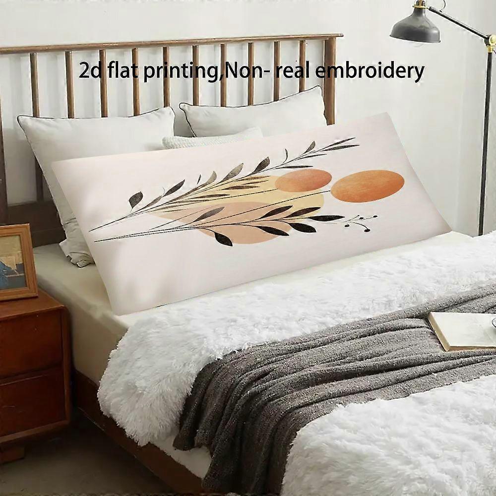 1pc Abstract Geometric Circle And Leaf Pattern Rectangular Pillowcase, Throw Pillows, Bed Cushion Covers | Warm Orange C-Basdz