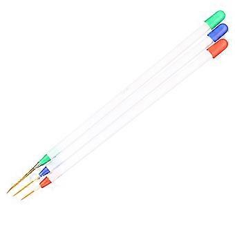 Nail Art Brushes Set for Precision Control, 3 Tip Lengths, Professional White Handle Fine Liner Kit