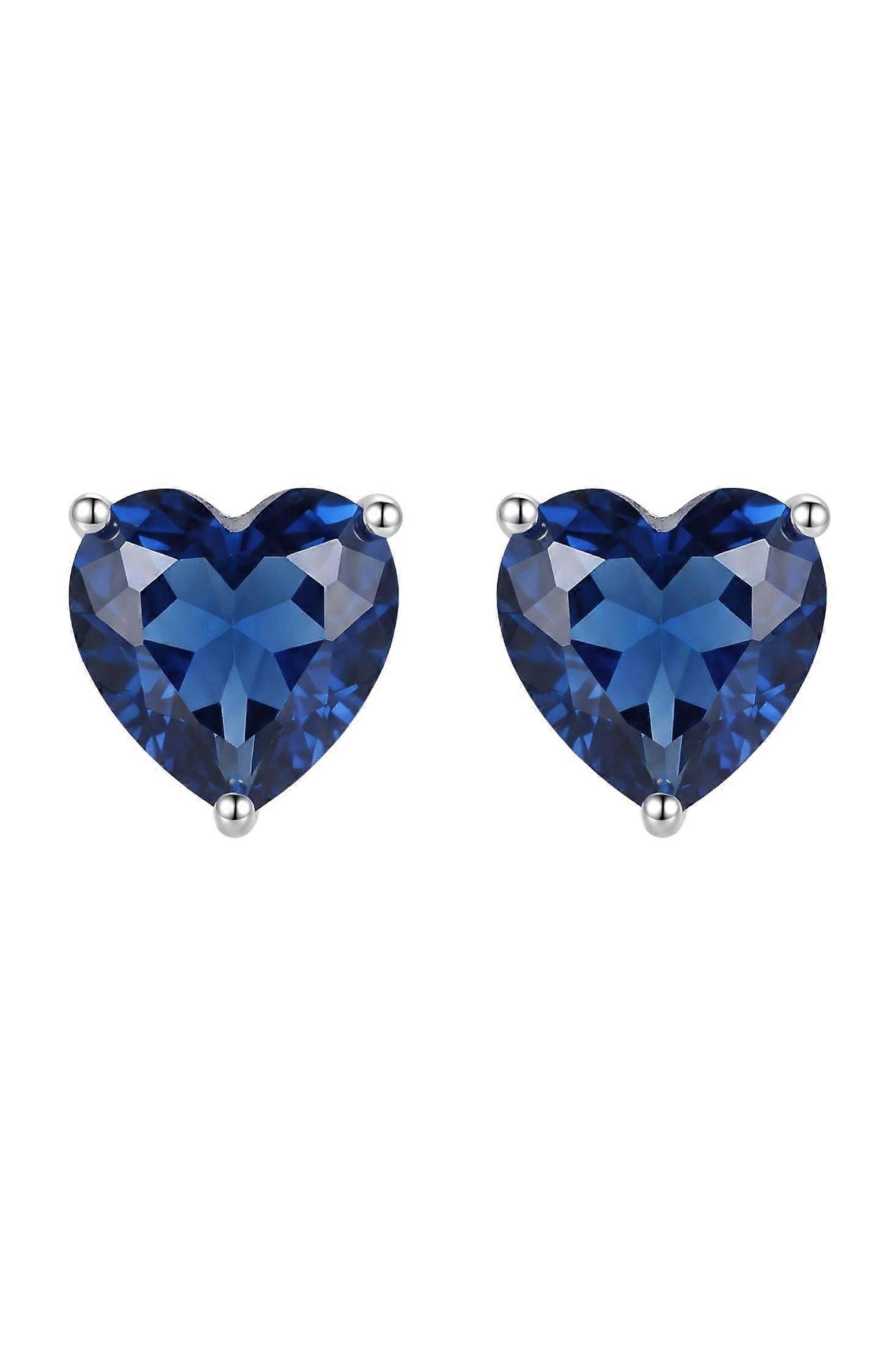 Amore Heart Sapphire Stud Earrings Silver