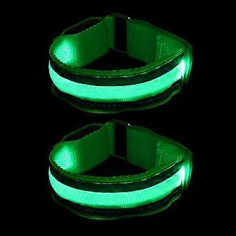 LED Glowing Bracelet Nylon Sports Bracelet for Running 2Pcs Adjustable Luminous Band