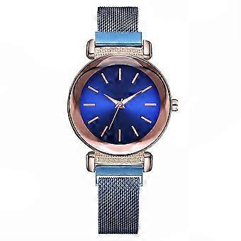 Casual Rhinestone Style Quartz Watch for Women, Alloy Strap with Round Dial (Blue)