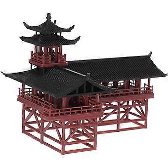 Miniatura de pabellón chino en micropaisaje para decoración de acuarios