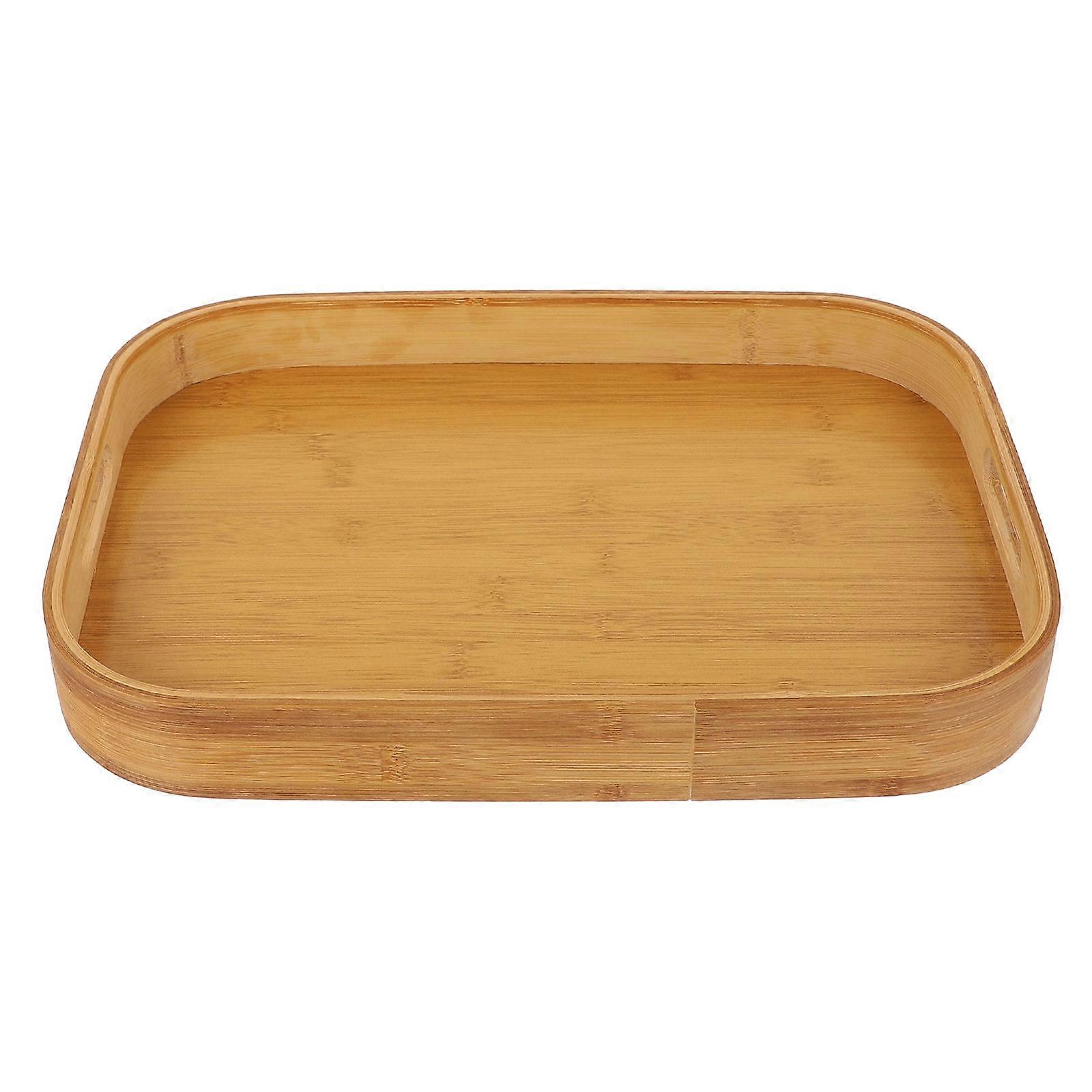 Khaki Bamboo Tray for Food Serving with 1Pcs Practical Storage Function