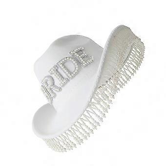 Bride to Be Fringed Hat for Women Cosplay Costume Cowboy Hat Bachelorette Party Headwear Wedding Celebration Headpiece Multicolor