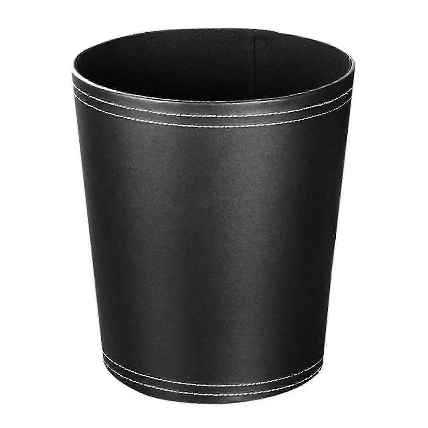 PU Leather Round Wastebasket Compact