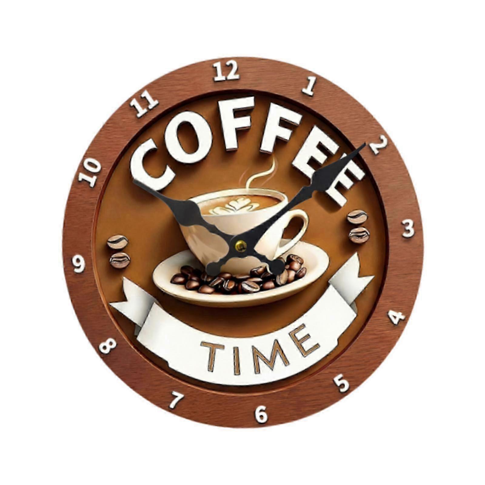 Wooden Coffee Cup Wall Clock