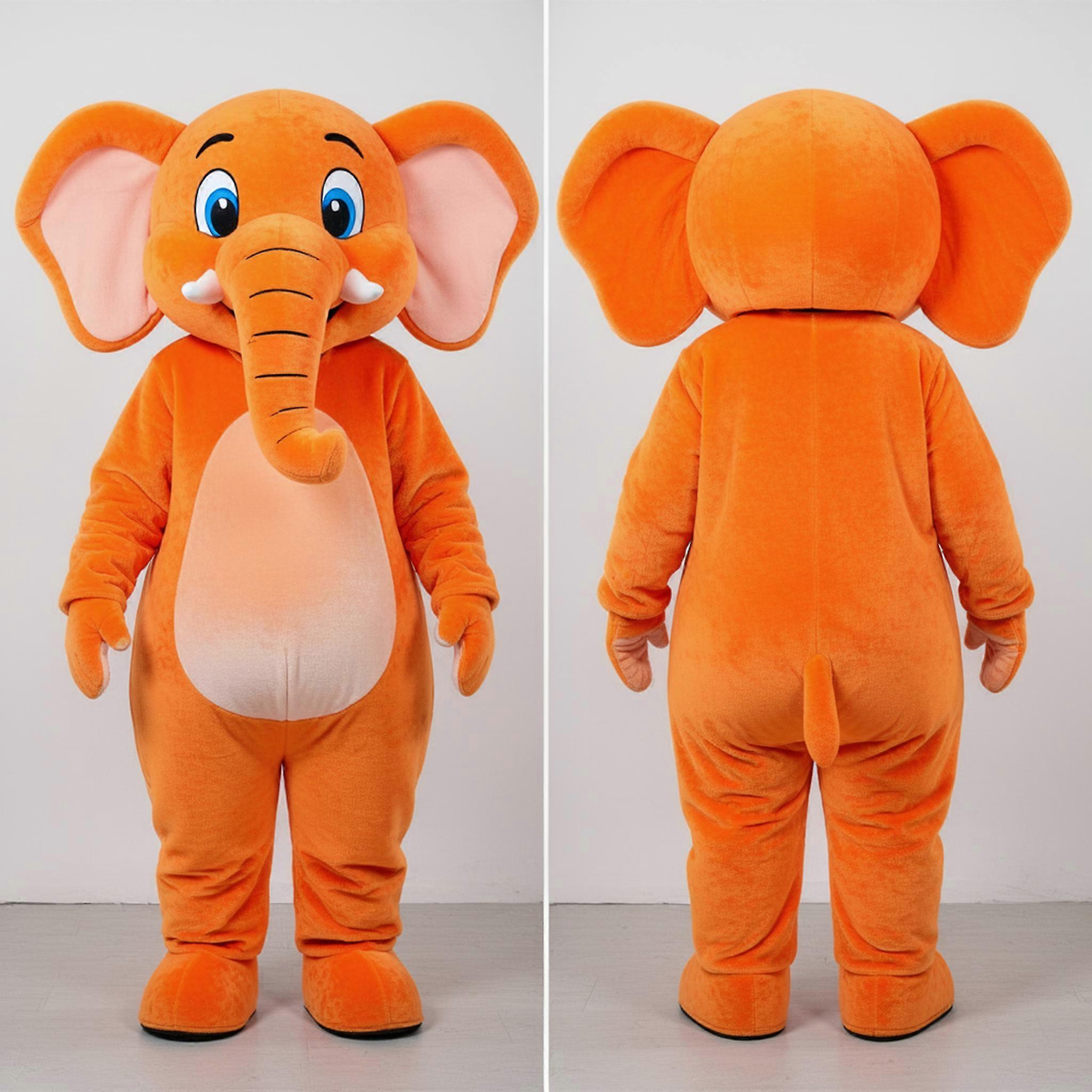MASTICOT Orange Plush Friendly Elephant Mascot