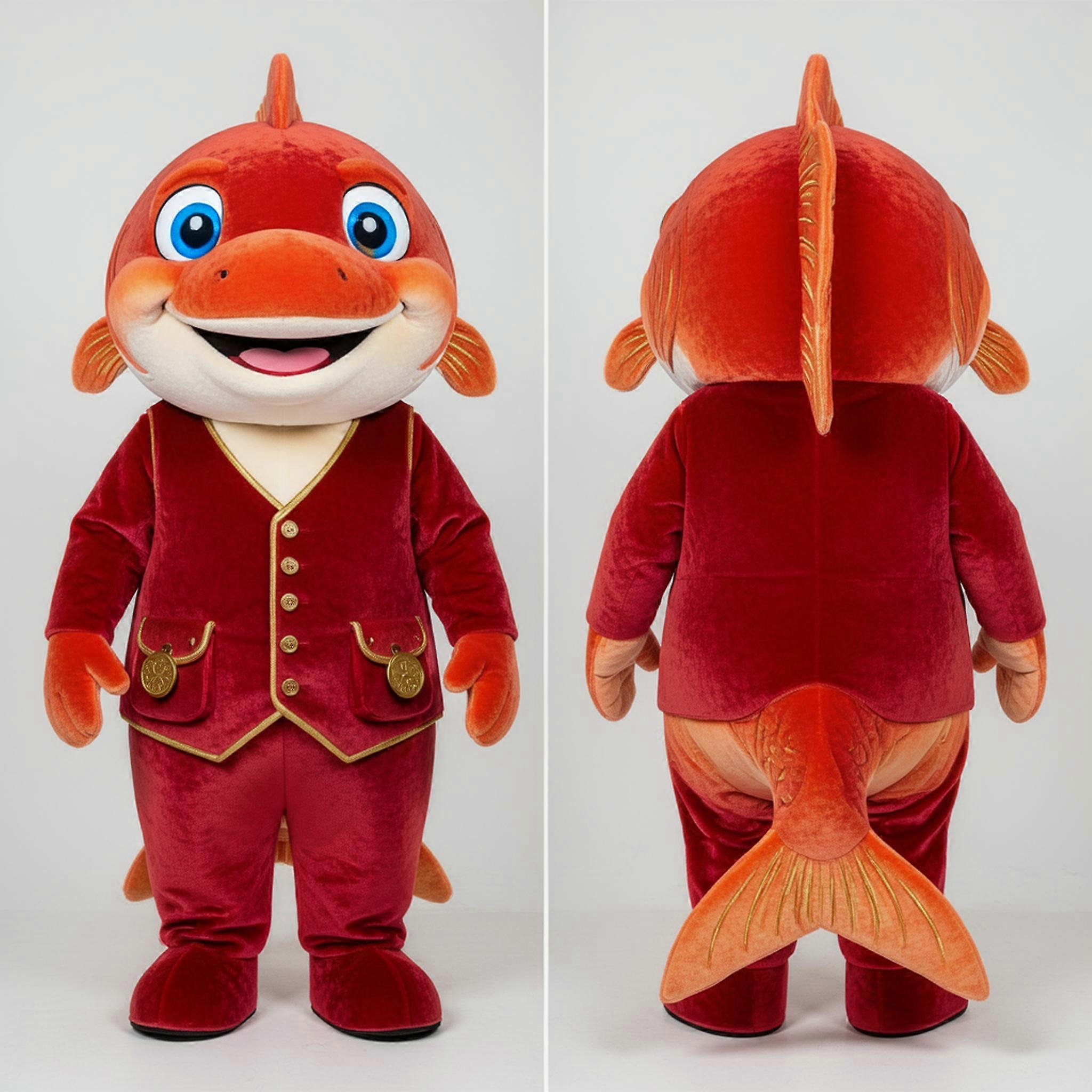 MASTICOT Crimson Plush Salmon Mascot