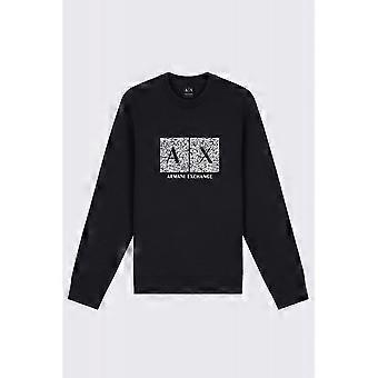 Men's Armani Exchange | Ax Xm002888 Af10818 Camo Style Decorative Logo Design Sweat Top - Dark Navy