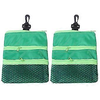 Golf Tee Bag Holder Storage Bag for 2Pcs Portable Ball Accessories Green