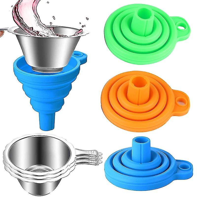 6 Pack 3d Printer Collapsible Silicone Funnels+stainless Resin Filter Set 6pcs-r