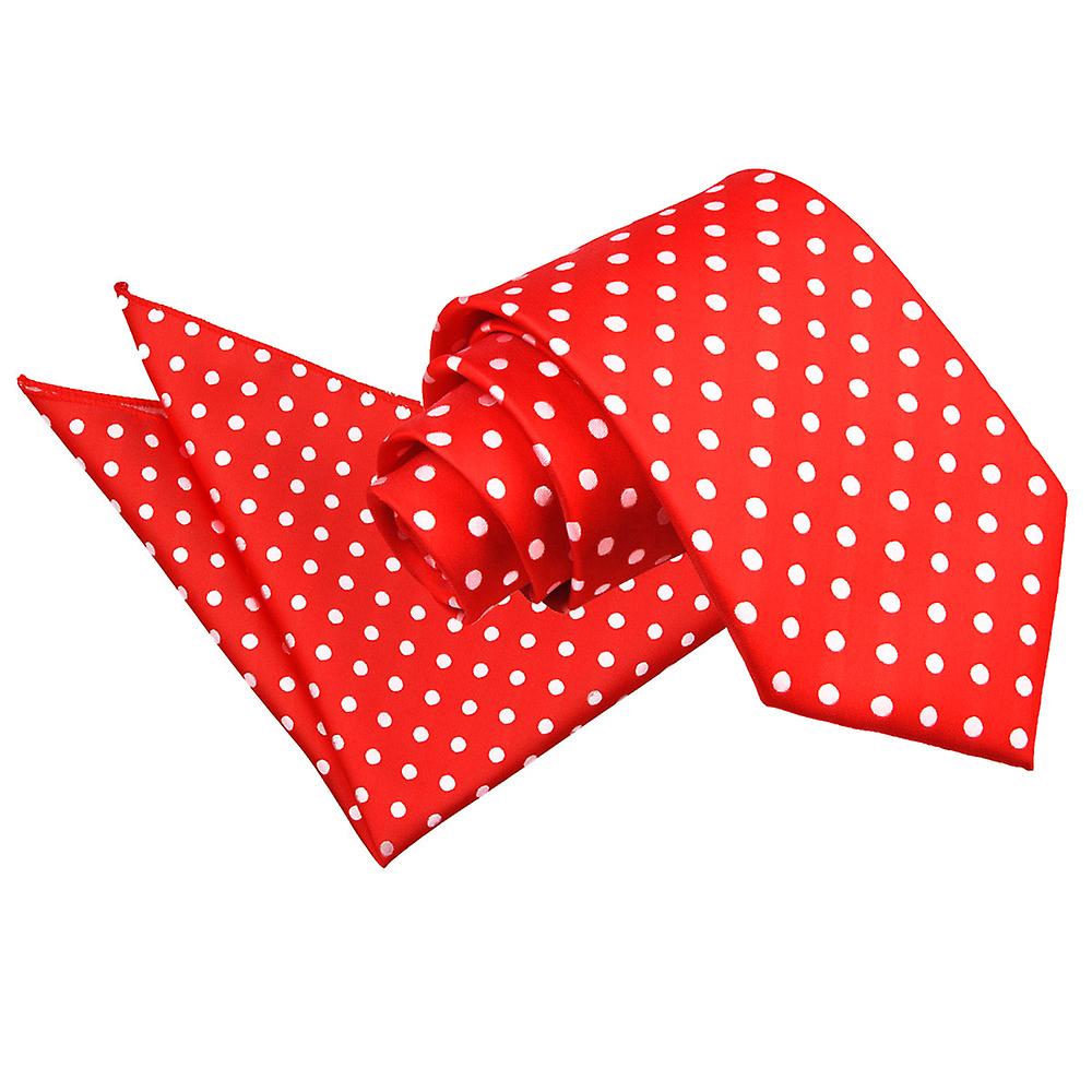 Red Polka Dot Classic Tie and Pocket Square Set