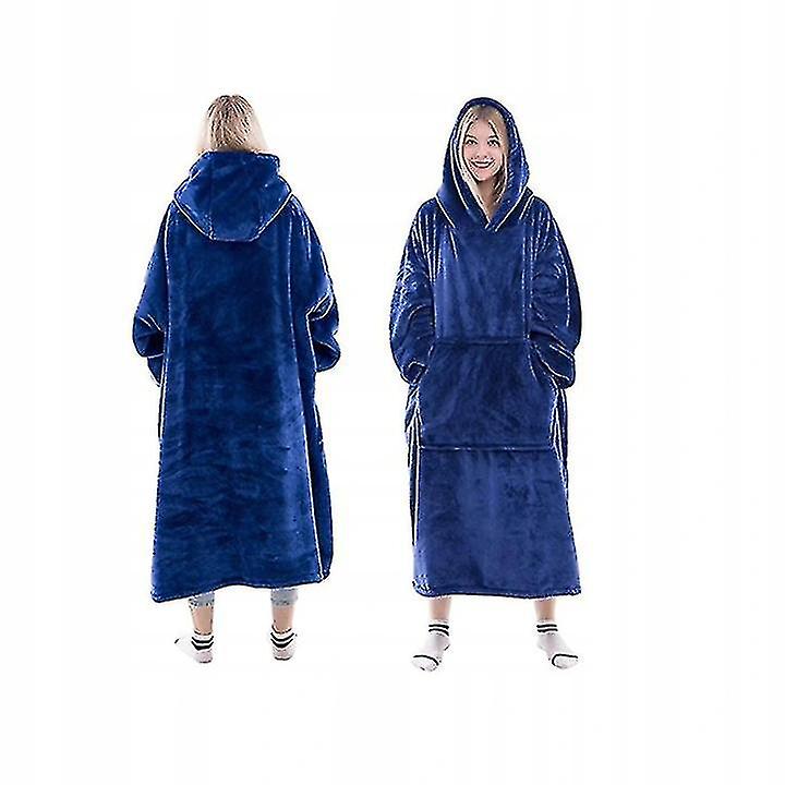 Flannel Warm Sweatshirt Bathrobe Hooded Blanket 2