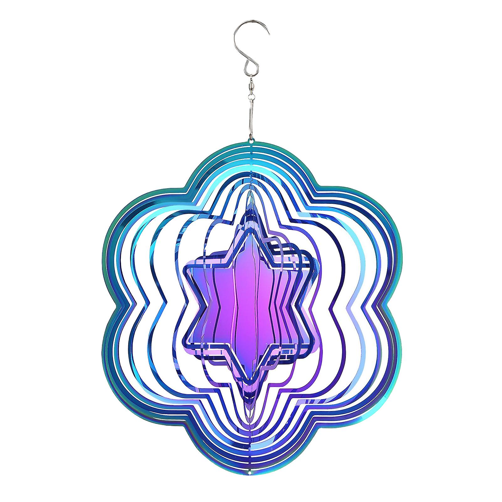 3D Hexagonal Star Wind Spinners Hollow Stainless Steel Windchime Outdoor Garden Windchime Ornament
