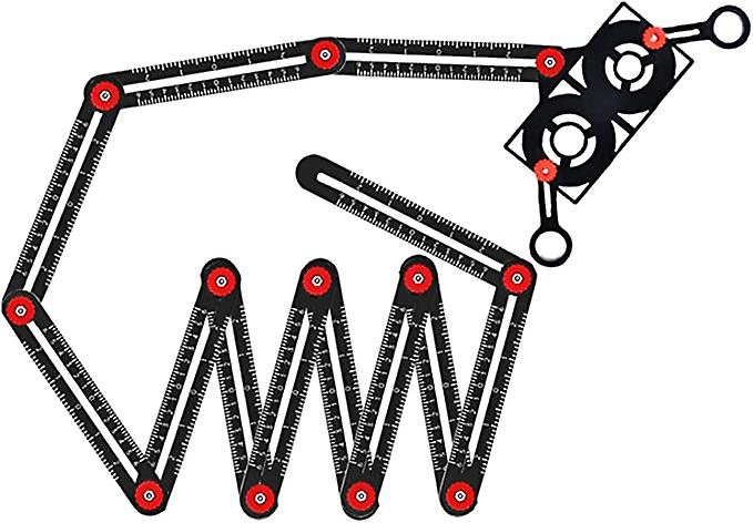 Multi Angle Measuring Ruler, 12 Section Ceramic Angle Measuring Tool with Hole Finder