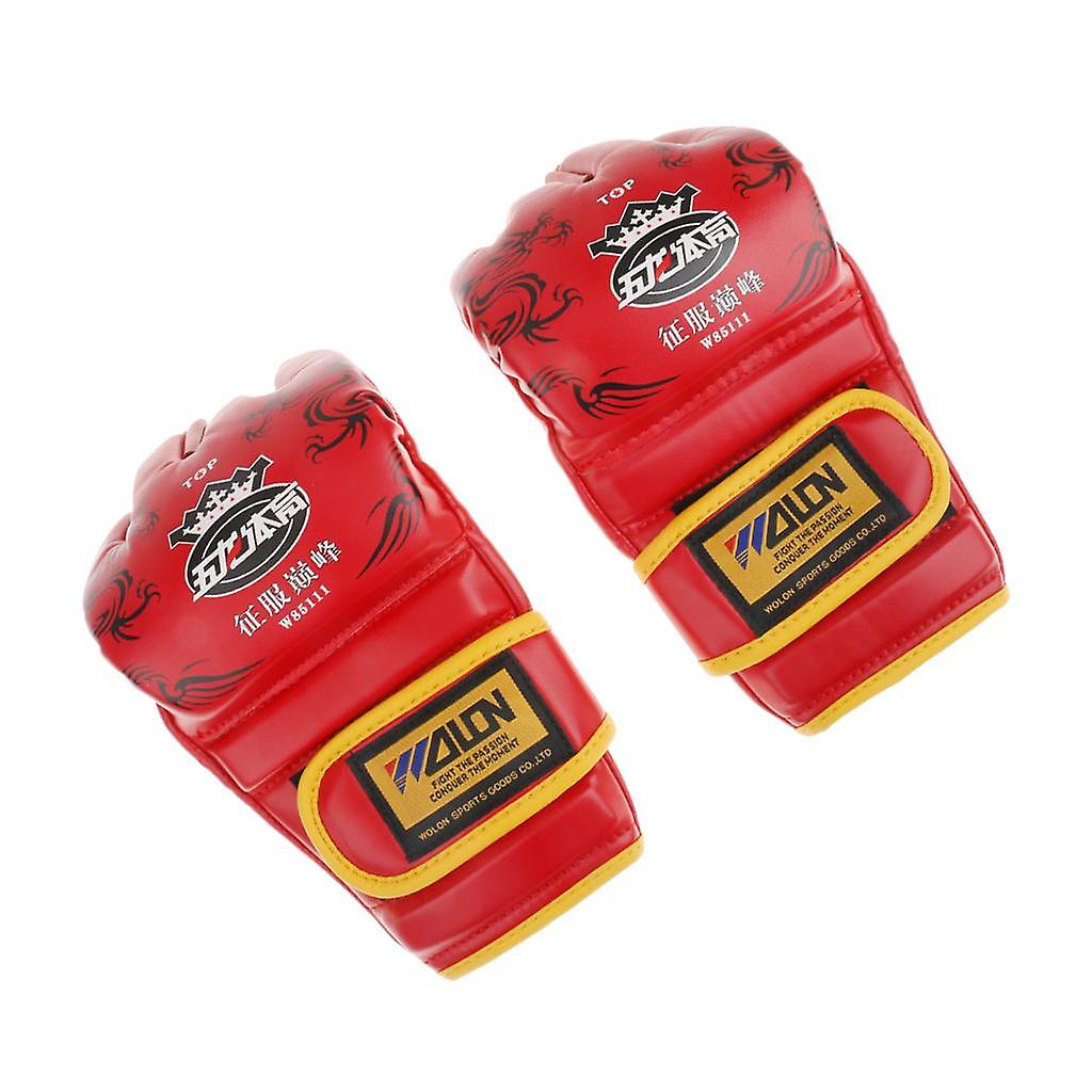 Halbfinger-Boxhandschuhe MMA Sandbag Training Grappling Handschuhe Rot