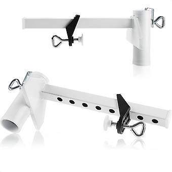 Porte-Parasol De Balcon Extra Large - Support Sans Perçage Pour Balustrades Jusqu'à 23cm, Blanc - Métal Laqué