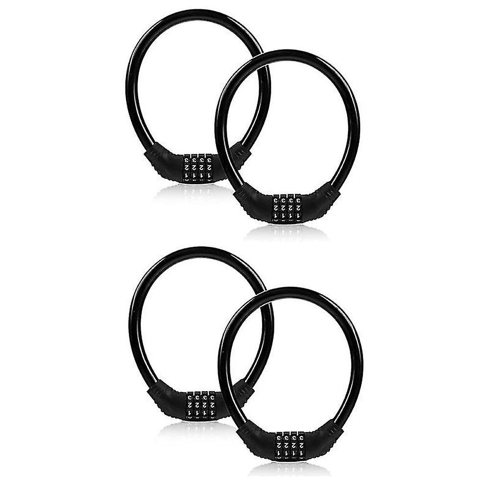 4pcs Security 4 Digit Resettable Combination Bike Cable Lock, Portable Code Lock Cable For Bicycle