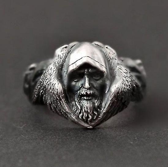 Cool Ring With Man And Wolves In Silver For Men Vintage