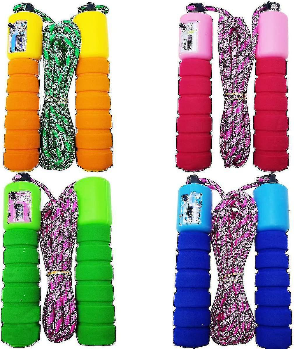 Colorful Adjustable Soft Skipping Rope - 4 Pack Lightweight Foam Handles Jump Rope(random Color)